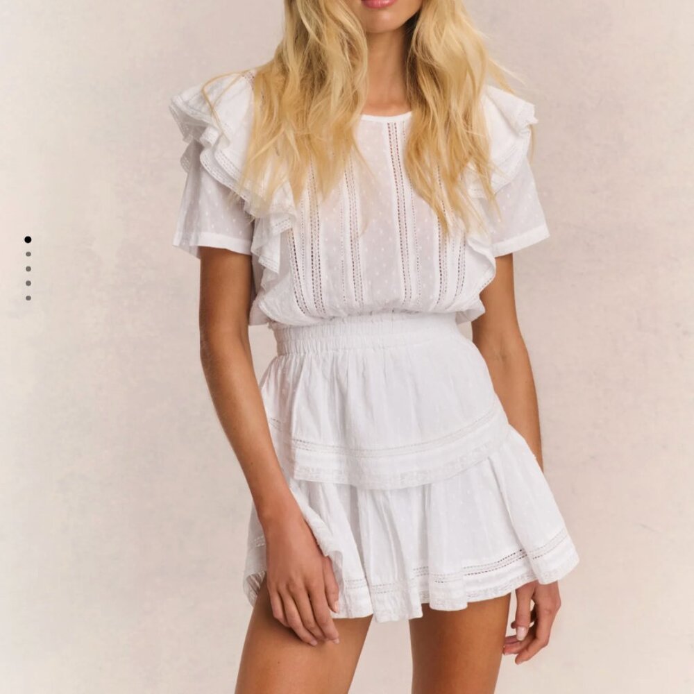 LoveshackFancy White Natasha Heritage Mini Dress